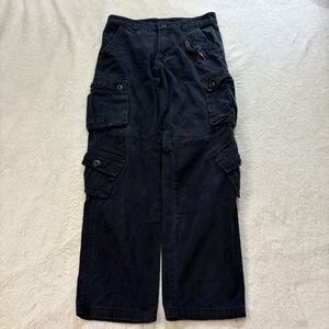 Y2K Cargo Pants 30x29 Black Utility Grunge Goth Skater Cotton